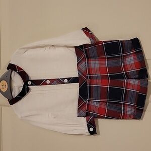 Patachou Baby Boys Tartan Trim Romper, 12M